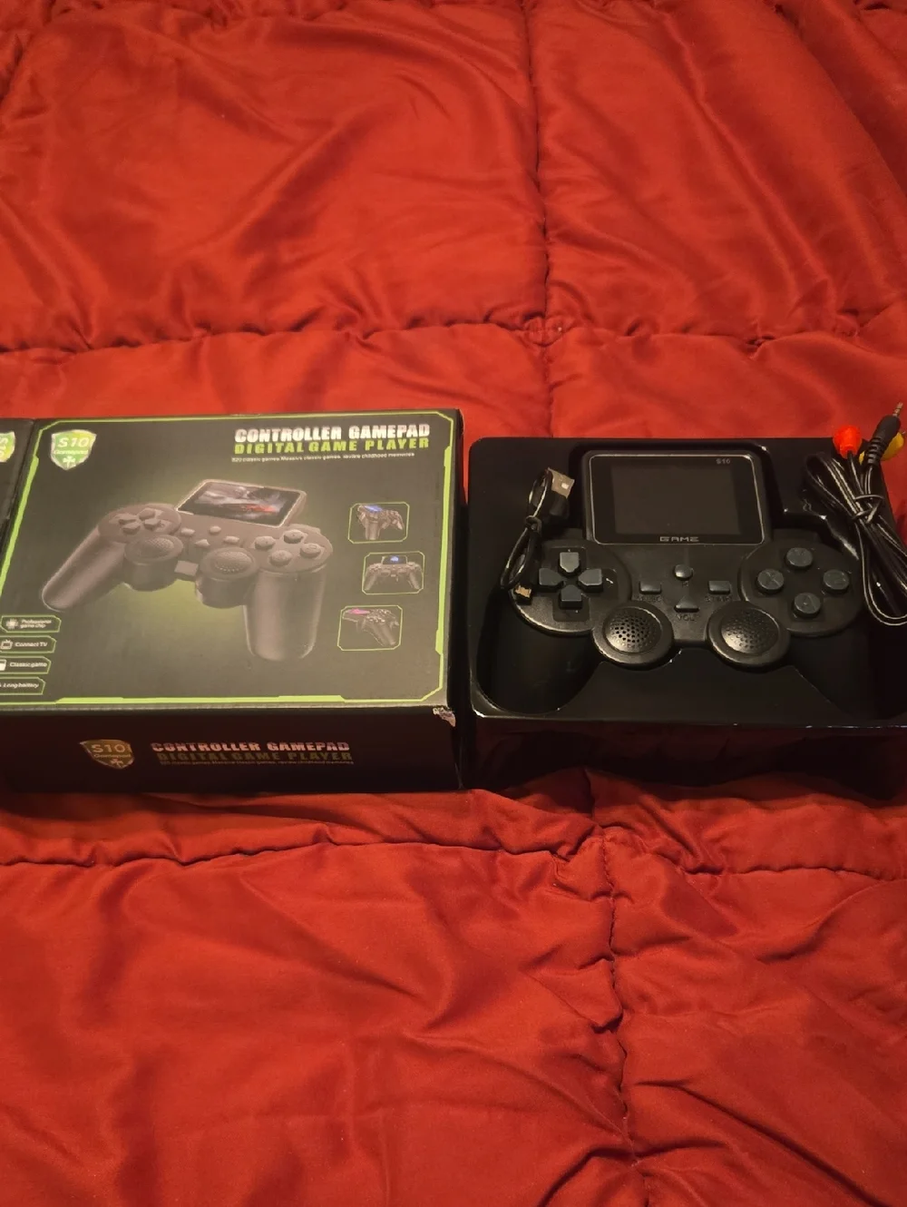 Portable Black Handheld Gamepad Console with Built-In Screen